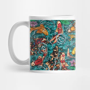 Nine koi fish in a japanese pond Mug